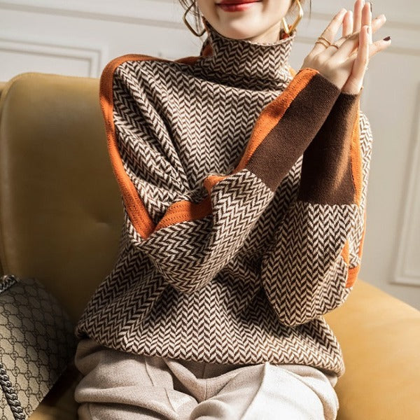 Éléonore | Luxe Col roulé in Chevron