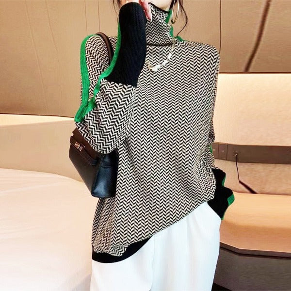 Éléonore | Luxe Col roulé in Chevron