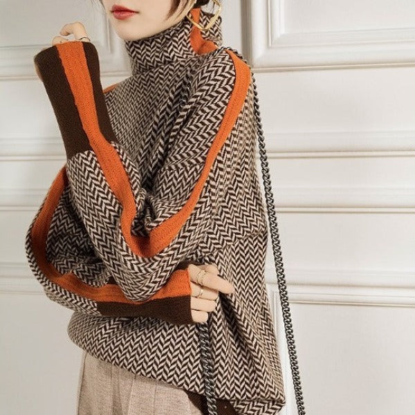 Éléonore | Luxe Col roulé in Chevron