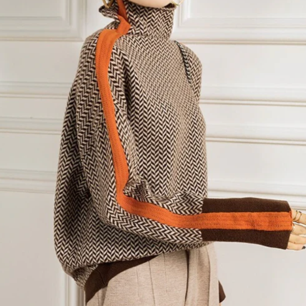 Éléonore | Luxe Col roulé in Chevron