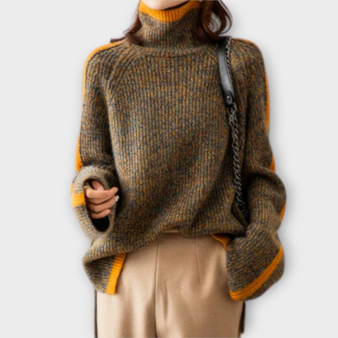 Breseis - Vintage bruine col roulé trui