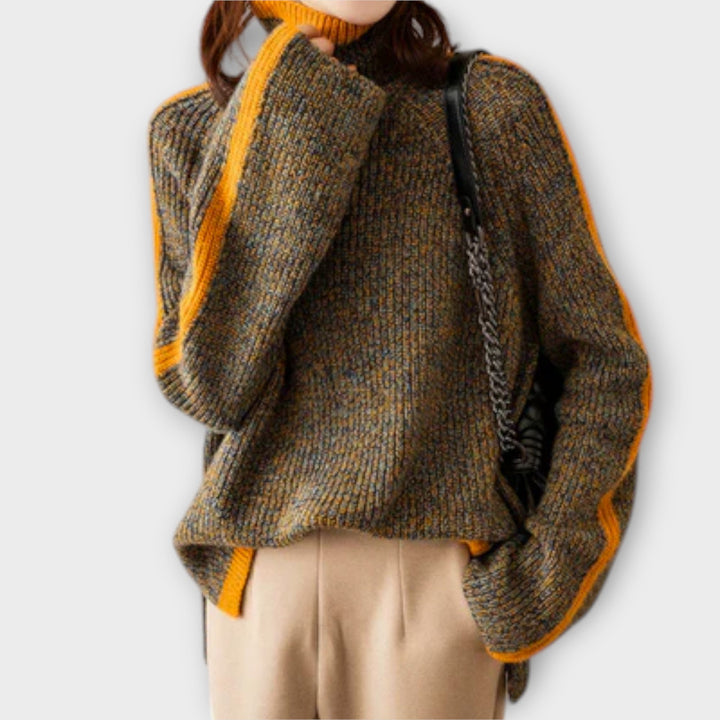 Breseis - Vintage bruine col roulé trui