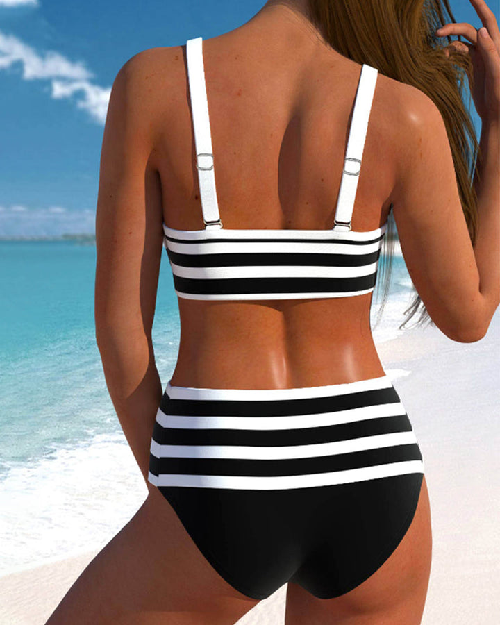 Laluna® | Gestreepte Hoge Taille Bikini