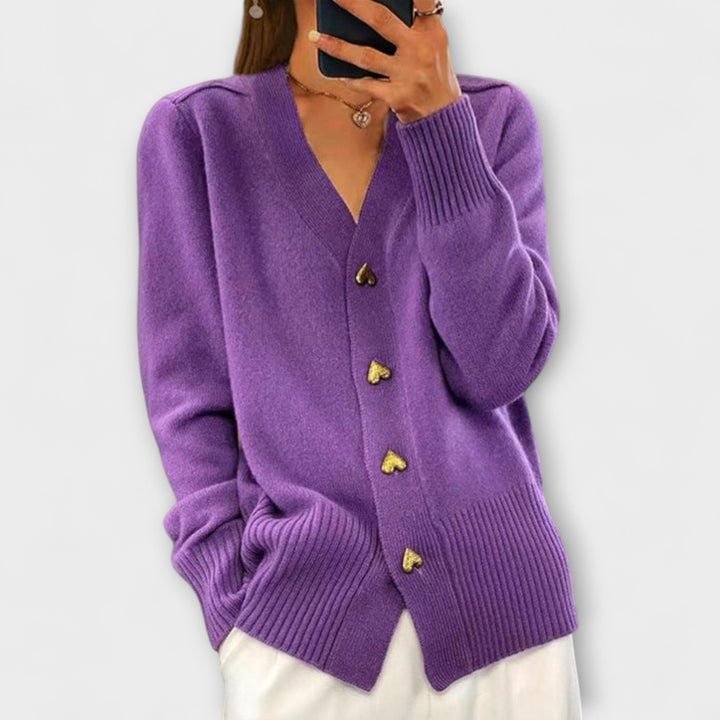 Marij - Donkerblauwe cardigan met V-hals in vintage stijl