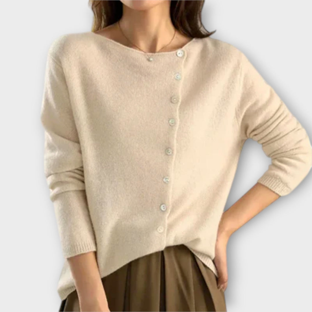 Paige - Comfortabele grijze cardigan met knoopsluiting