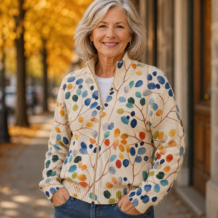 Mirella™ | Cardigan met botanische bladerenprint
