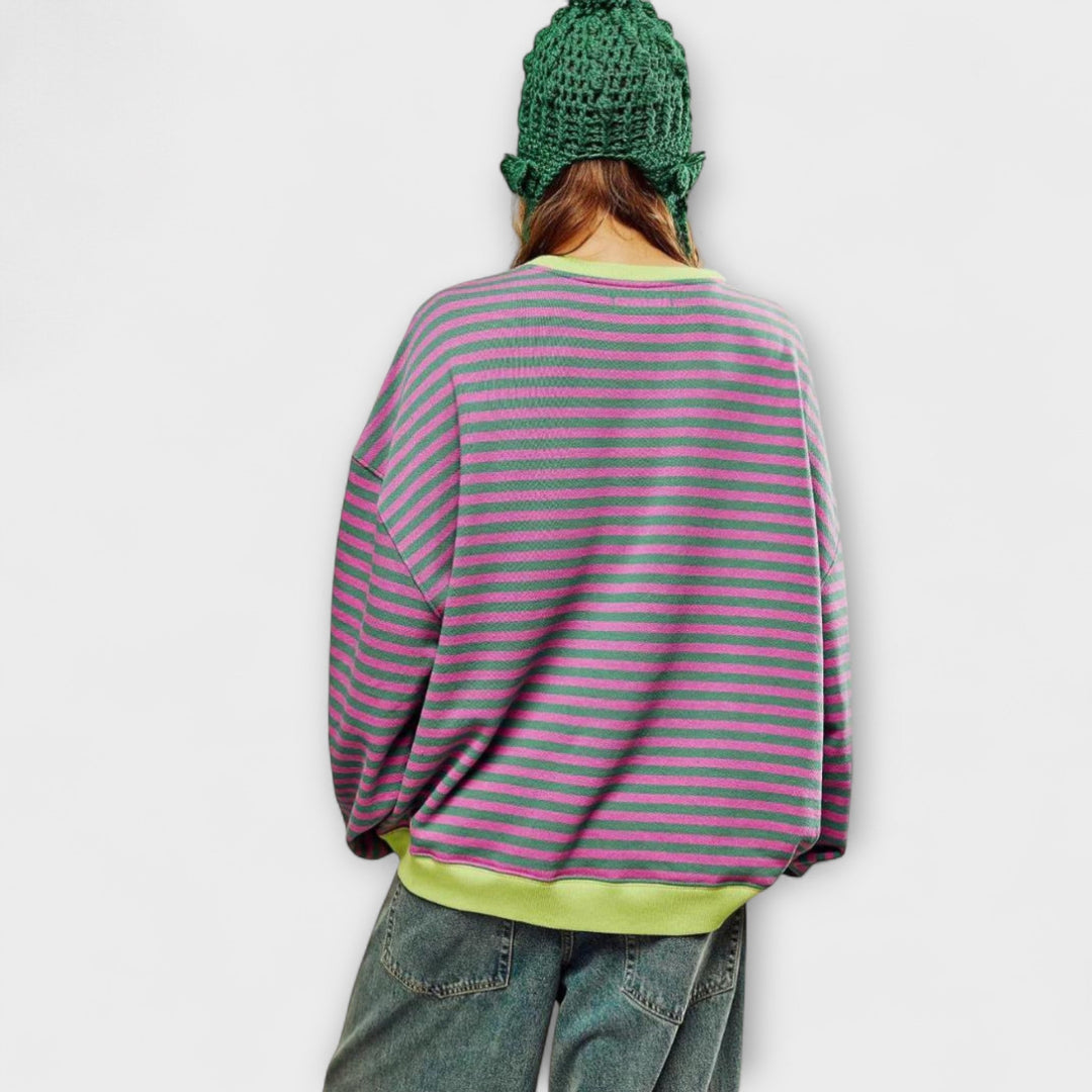 Mary - Oversized gestreepte trui lila