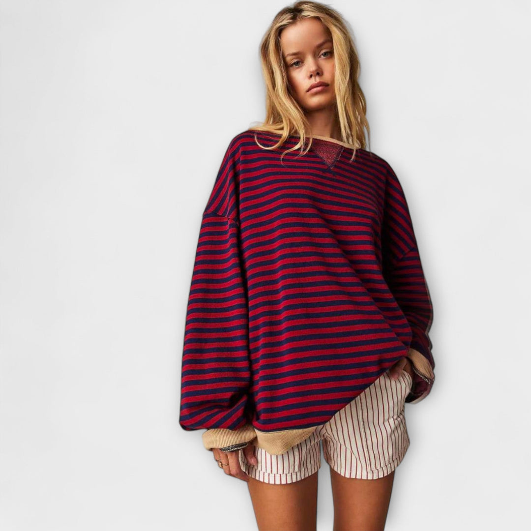 Mary - Oversized gestreepte trui lila