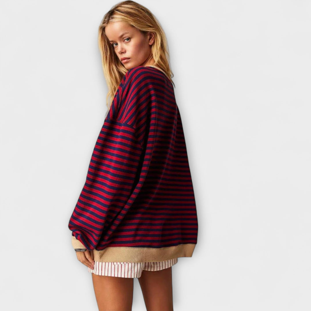 Mary - Oversized gestreepte trui lila