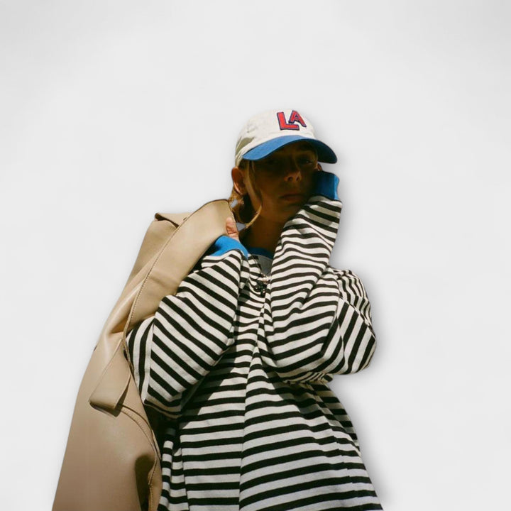 Mary - Oversized gestreepte trui lila