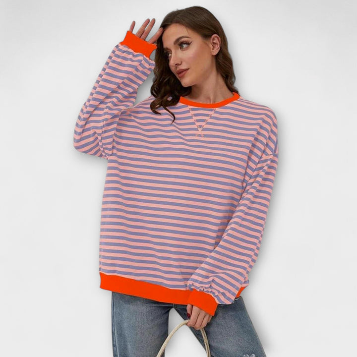 Mary - Oversized gestreepte trui lila