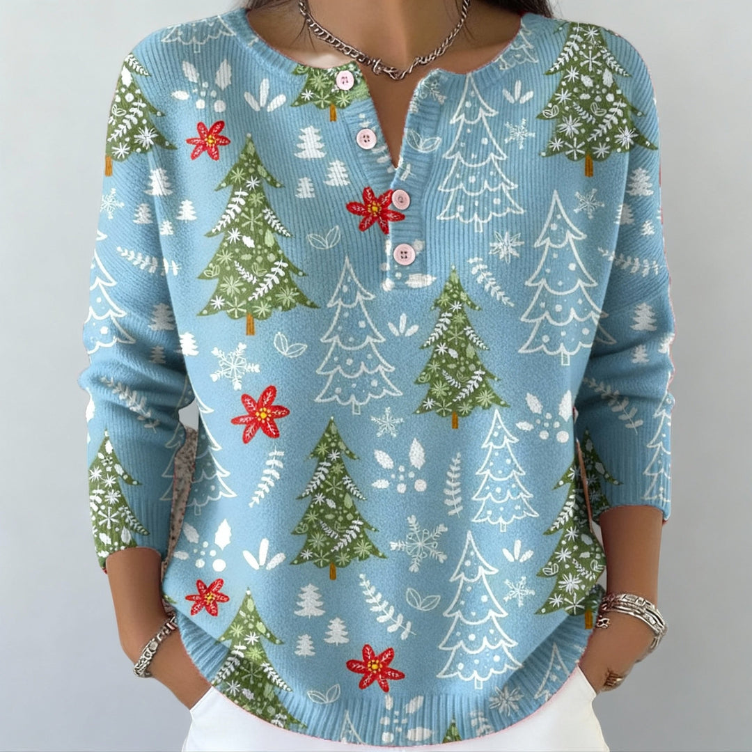 Iris - Kersttrui met knopen