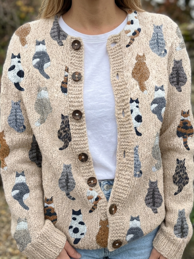 Graziella™ | Cardigan met Kattenprint en Comfortabele Pasvorm