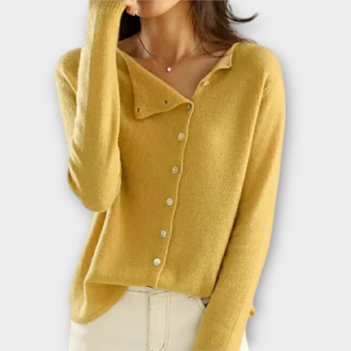 Paige - Comfortabele grijze cardigan met knoopsluiting