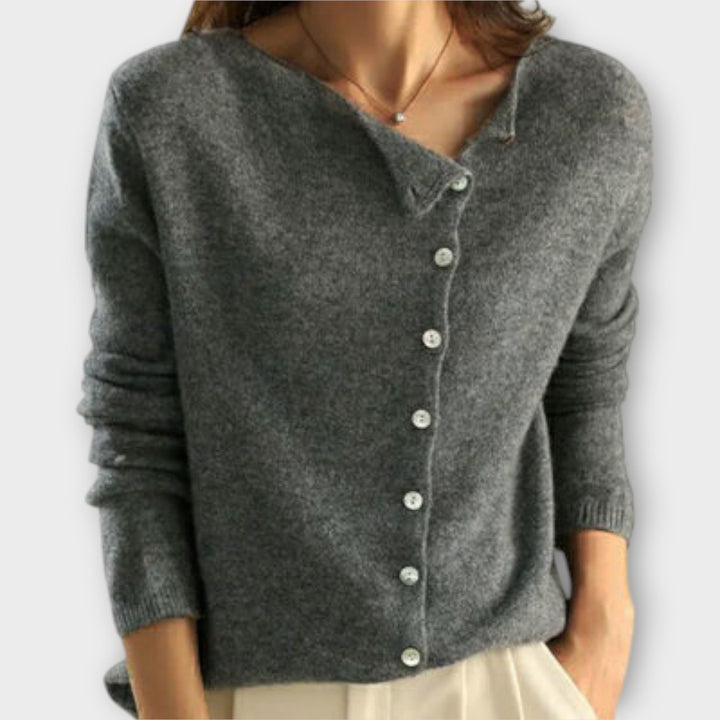 Paige - Comfortabele grijze cardigan met knoopsluiting
