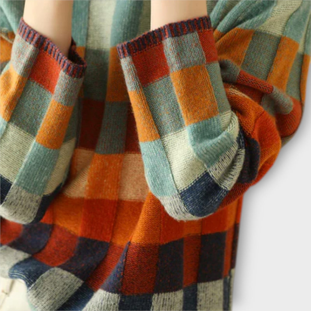 Erika - Col roulé in kleurrijk patchwork met ruitmotief