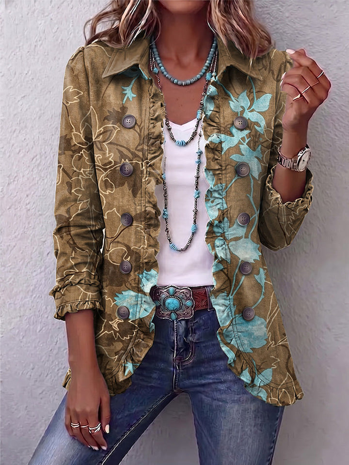 Lina | Vintage-Boho-Jacke met kleurverloop en bloemenpatroon