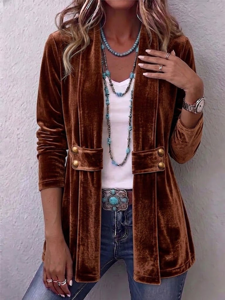 Margarete | Lange Vintage-Jack met revers en knoopdetails