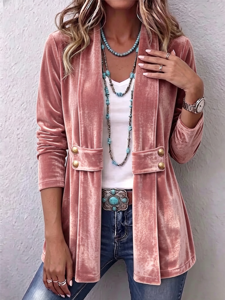 Margarete | Lange Vintage-Jack met revers en knoopdetails