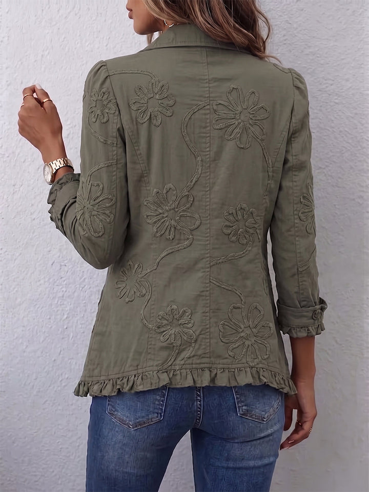 Alina | Boho-Chic-Utility-Jack met bloemenborduursel en ruches