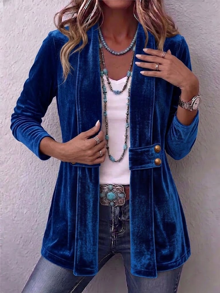 Margarete | Lange Vintage-Jack met revers en knoopdetails