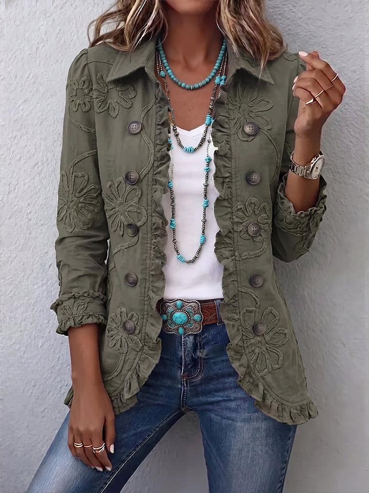 Alina | Boho-Chic-Utility-Jack met bloemenborduursel en ruches
