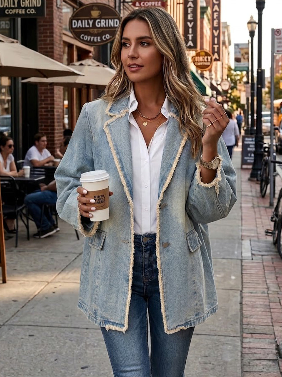 Wilma | Oversized Blazer in Vintage-stijl met Open Randen
