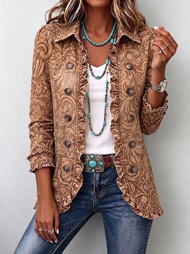 Theresa | Vintage-Boho-Jack met bloemenpatroon en ruffles