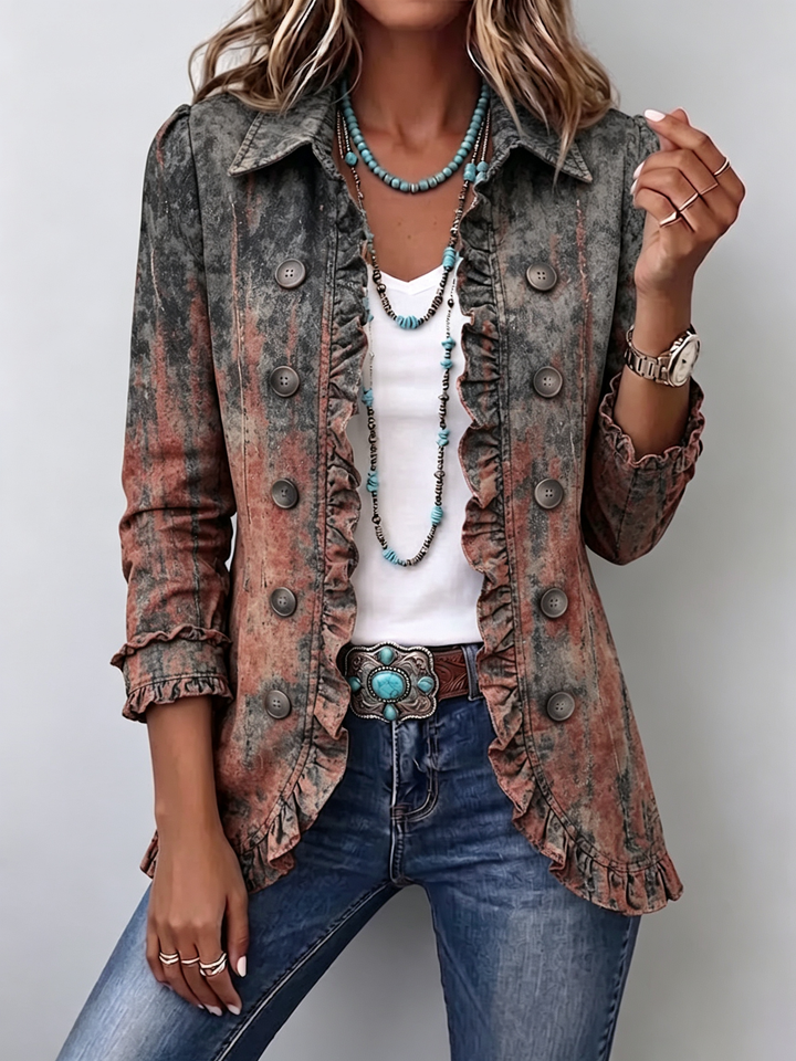 Ella | Vintage-Rüschenjacke met gestructureerde kleurverloop