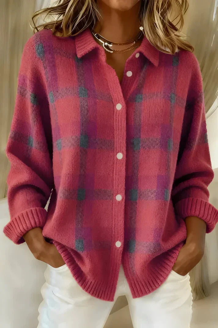 Denise - Zachte Geruite Cardigan