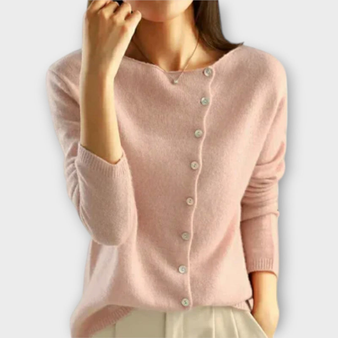 Paige - Comfortabele grijze cardigan met knoopsluiting