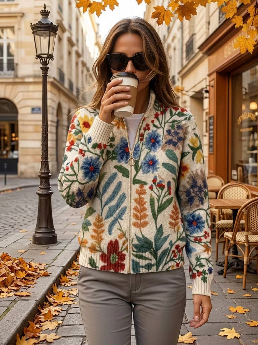 Renata™ | Cardigan Zip Floreale Giardino Botanico